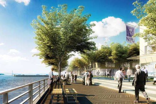 Rendering of possible NYU facility on Governors Island
